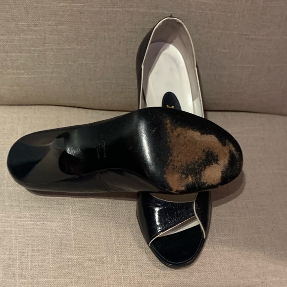 Vintage Bally France Navy Peep Toe Heels - Picture 5 of 10